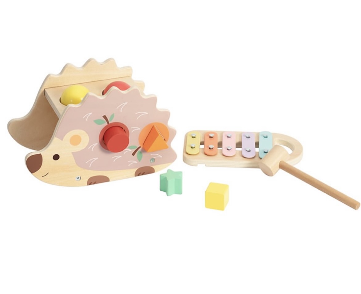 Pounding bench and xylophone