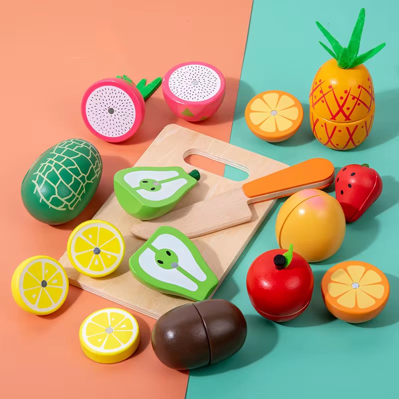 Wooden fruit fraction set