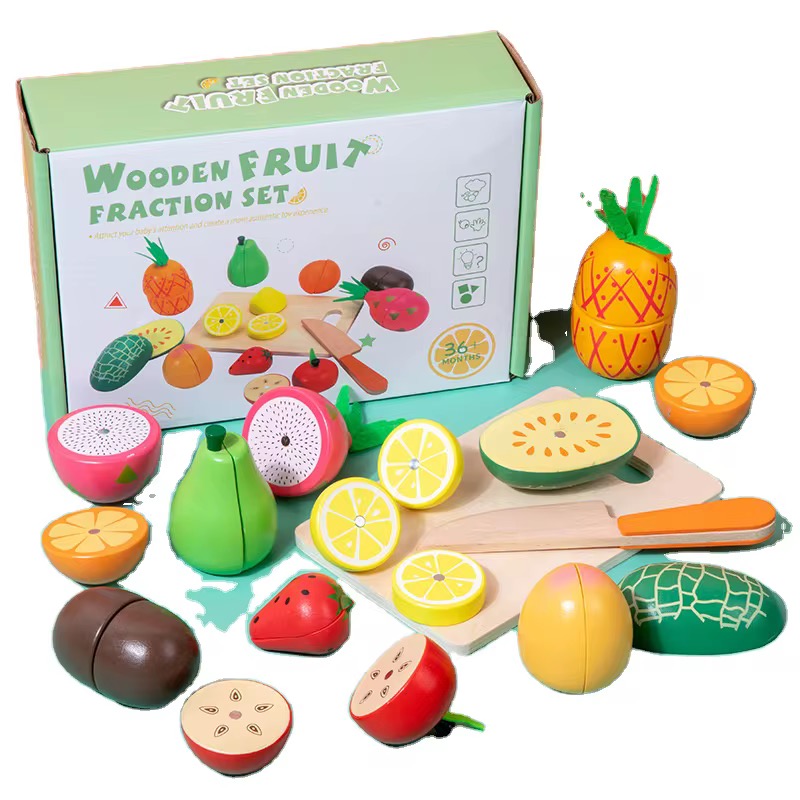 Wooden fruit fraction set